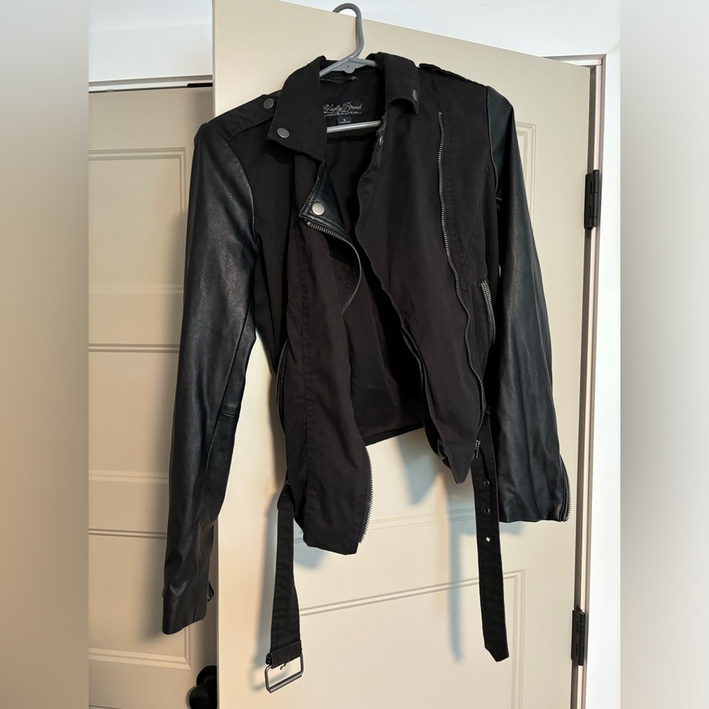 Lucky Brand black moto leather jacket